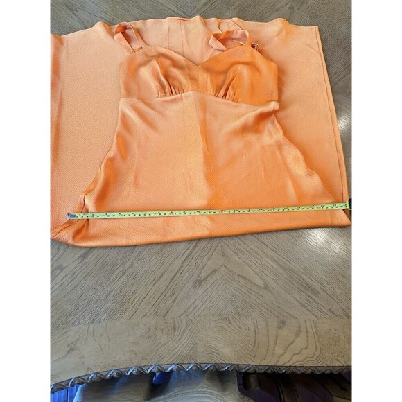 Maxi Slip Dress Bright Orange NWT Spring Sleek Feel XS - Picture 4 of 8
